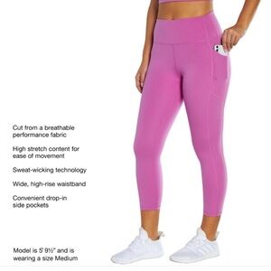 BNWT GapFit Ladies Cropped Legging With Pockets Rosebud #Size L